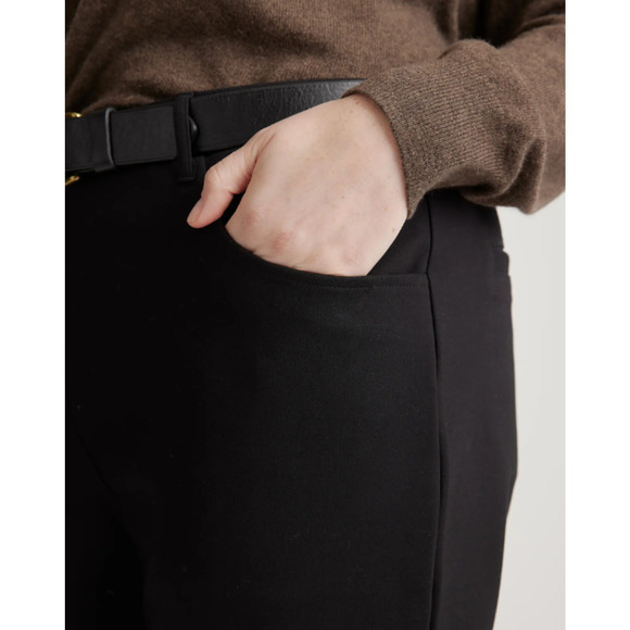 Quince Ultra-Stretch Ponte Straight Leg 4-Pocket Pant Small Inseam 30 Black New - Picture 3 of 5